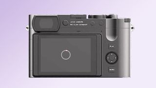 The back of the Leica Q2 on a purple background