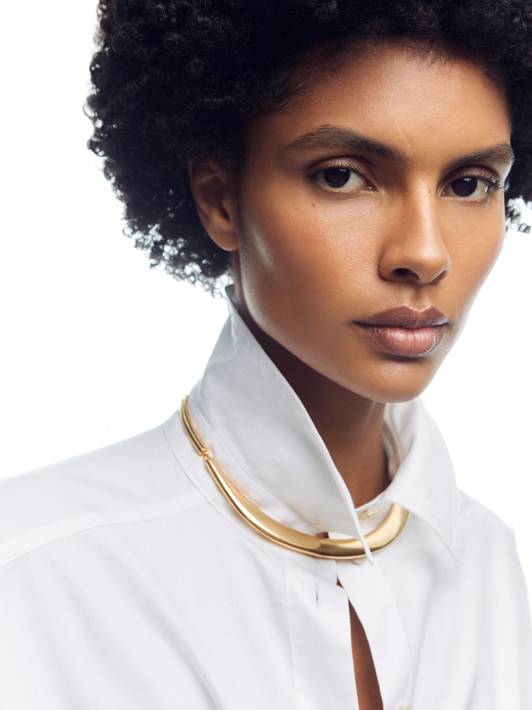 Polished Curve Choker in Gold Tone