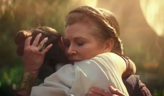 Star Wars: The Rise of Skywalker Leia holding Rey tearfully