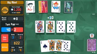 Balatro screenshot showing a trick hand being played