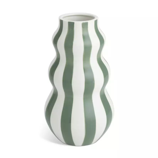 Habitat Hand Painted Stripe Vase - Green