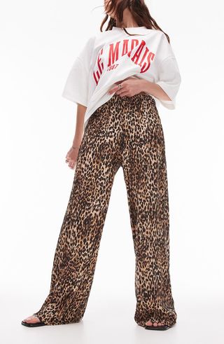 Animal Plissé Wide Leg Pants