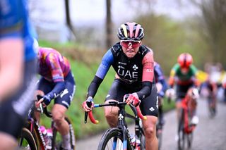 OUDENAARDE BELGIUM MARCH 31 Silvia Persico of Italy and UAE Team ADQ competes during the 21st Ronde van Vlaanderen Tour des Flandres 2024 Womens Elite a 163km one day race from Oudenaarde to Oudenaarde UCIWWT on March 31 2024 in Oudenaarde Belgium Photo by Jasper Jacobs PoolGetty Images