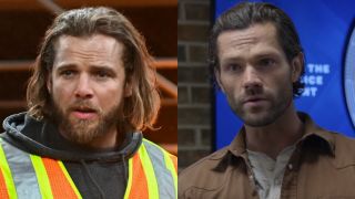 From left to right: Max Thieriot as Bode in an orange vest in Fire Country and Jared Padalecki on Walker.