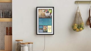 Amazon Echo Show 15 hung vertically on wall