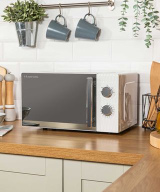 microwave from Russell Hobbs on kitchen counter