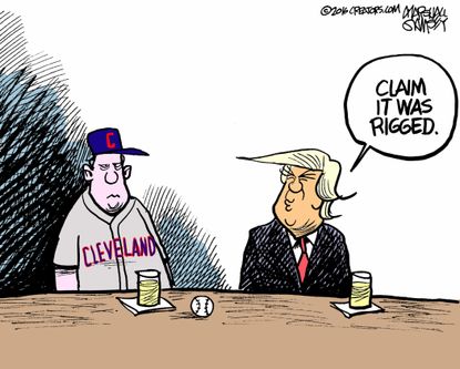 Editorial cartoon U.S. Donald Trump Cleveland Indians rigged