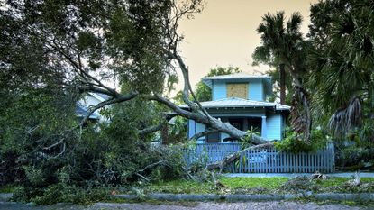 Hurricane damaged home