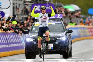 SCHOTEN BELGIUM APRIL 06 Alexander Kristoff of Norway and Team Intermarch Wanty Gobert Matriaux celebrates winning during the 110th Scheldeprijs 2022 Mens Elite a 1987km one day race from Terneuzen to Schoten SP22 on April 06 2022 in Schoten Belgium Photo by Luc ClaessenGetty Images