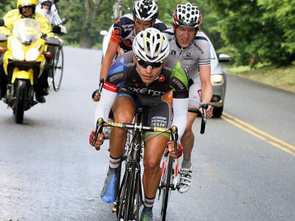 Leading the last valiant break is Andres Miguel Diaz Corrales (Team Exergy). At one point their lead on the peloton was over three minutes.