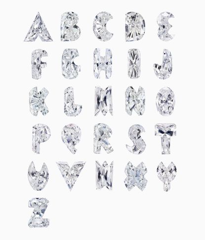 Diamonds carved into letter shapes