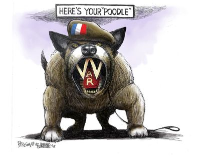 Editorial cartoon Paris War Dog