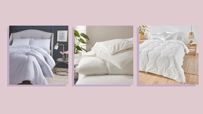 A composite image of three of the best duvets on sale in the UK in 2022