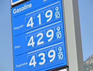 Prices for gasoline well above $4.00 per gallon at a gas station in the U.S.