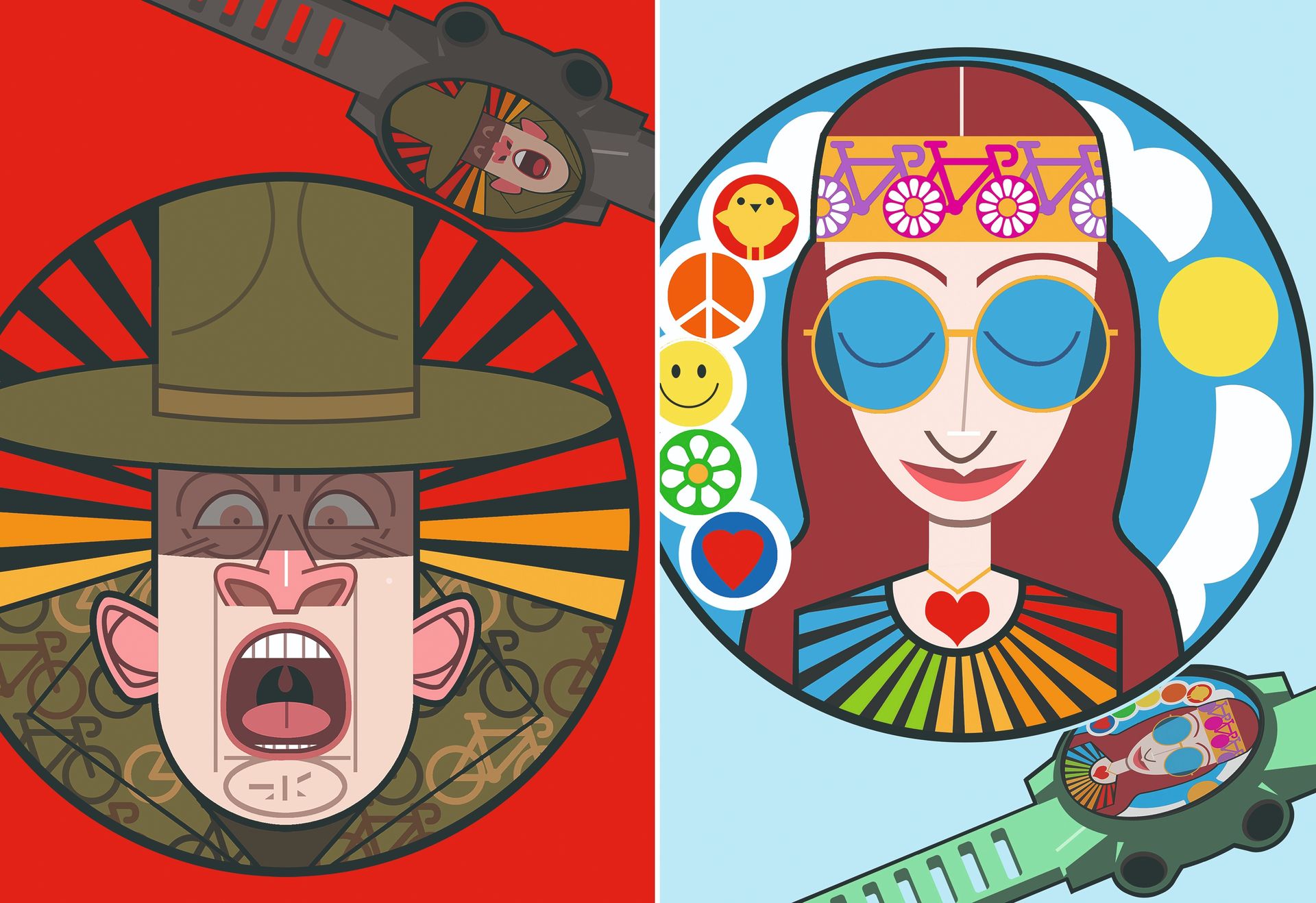 stressed cyclist vs serene cyclist