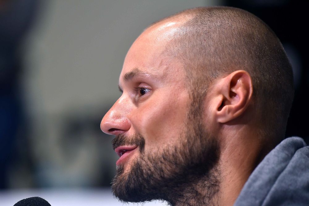 Tom Boonen (Etixx-QuickStep) at Friday's press conference ahead of Sunday's Tour of Flanders.
