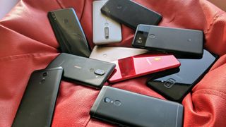 A bunch of smartphones