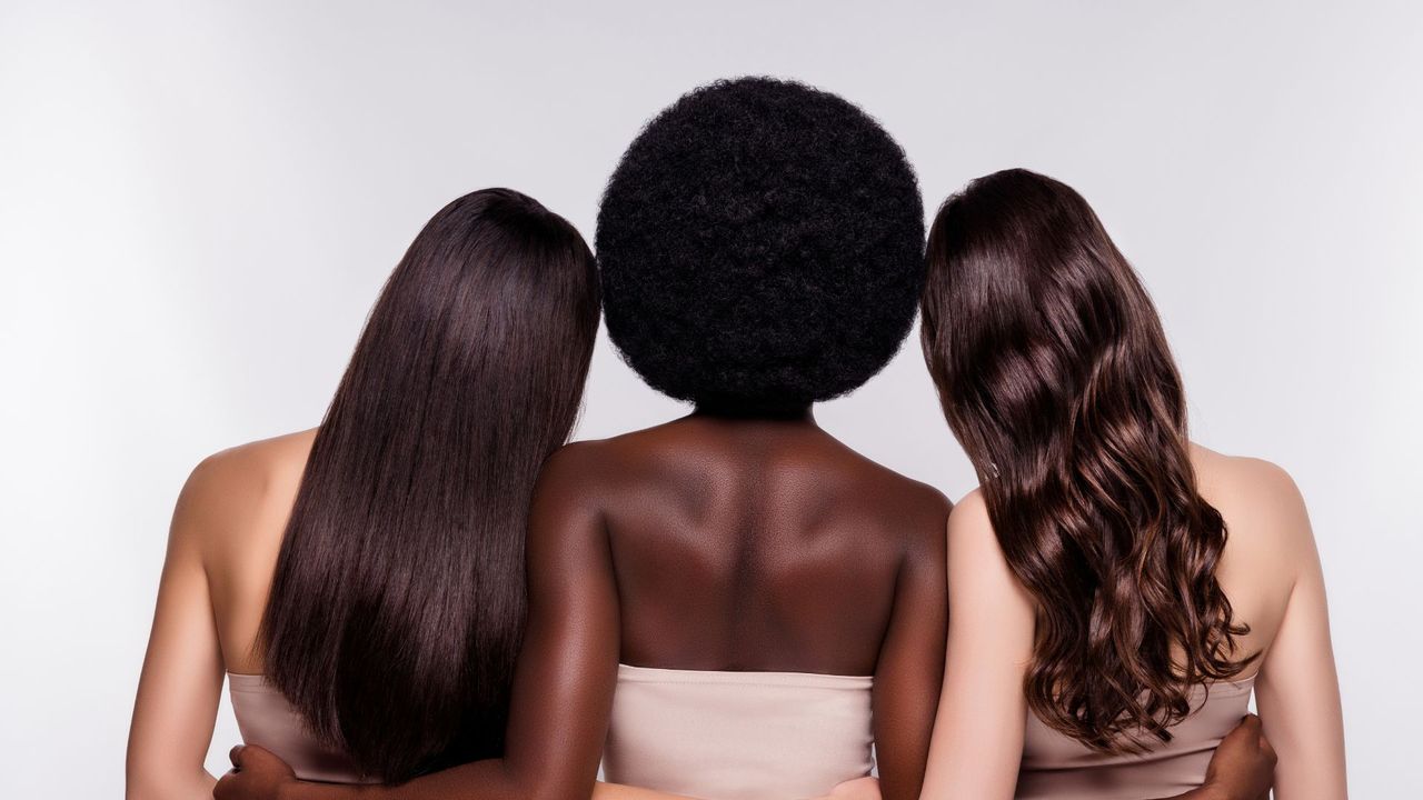 three women with healthy hair 