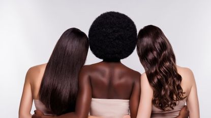 three women with healthy hair 