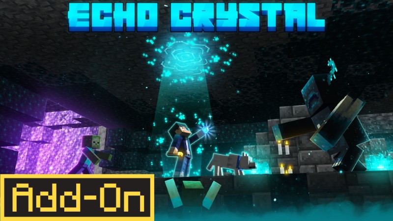 Minecraft player holding the echo crystal to escape from the warden and a zombie in The End biome.