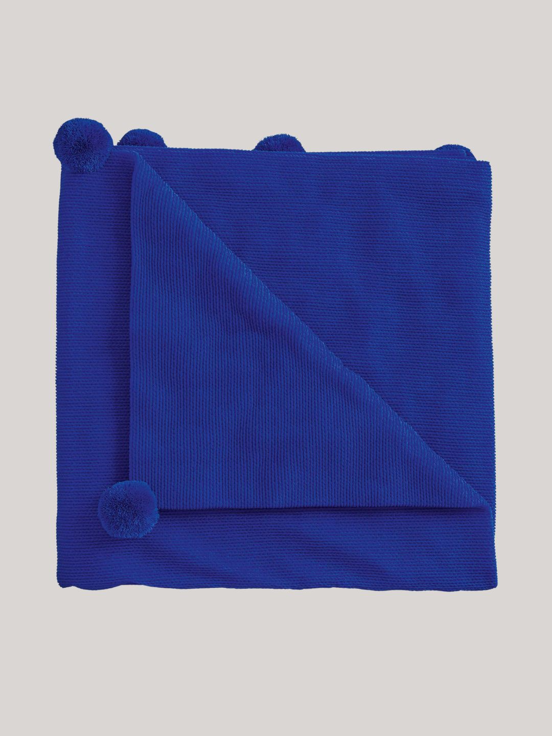 Helena Springfield Budding Brights, Pom Pom Knitted Throw, Dark Blue