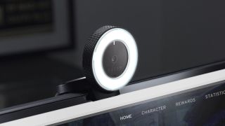 Razer Kiyo webcam on top of a computer monitor