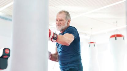 Man with a strong core doing boxing