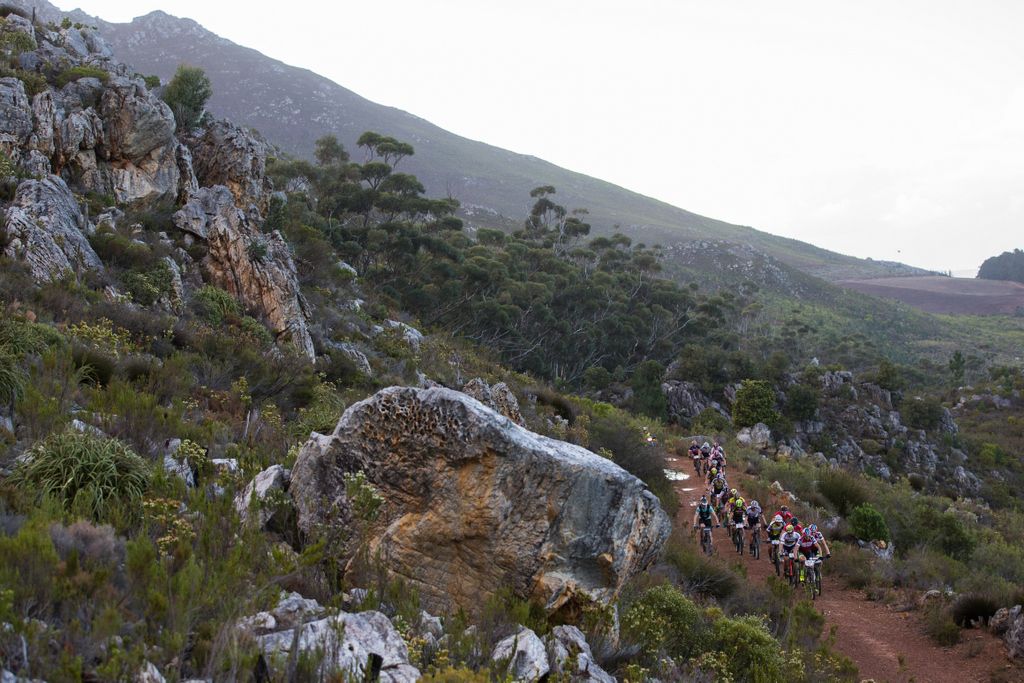 The riders out on course