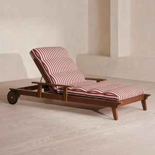 Ardingly Outdoor Lounger, House Stripe, Red