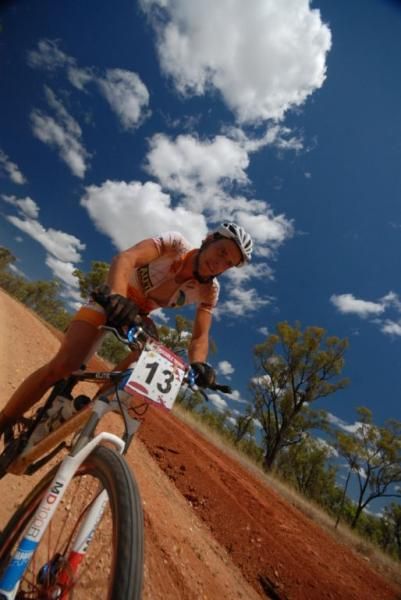 A rider out on track.