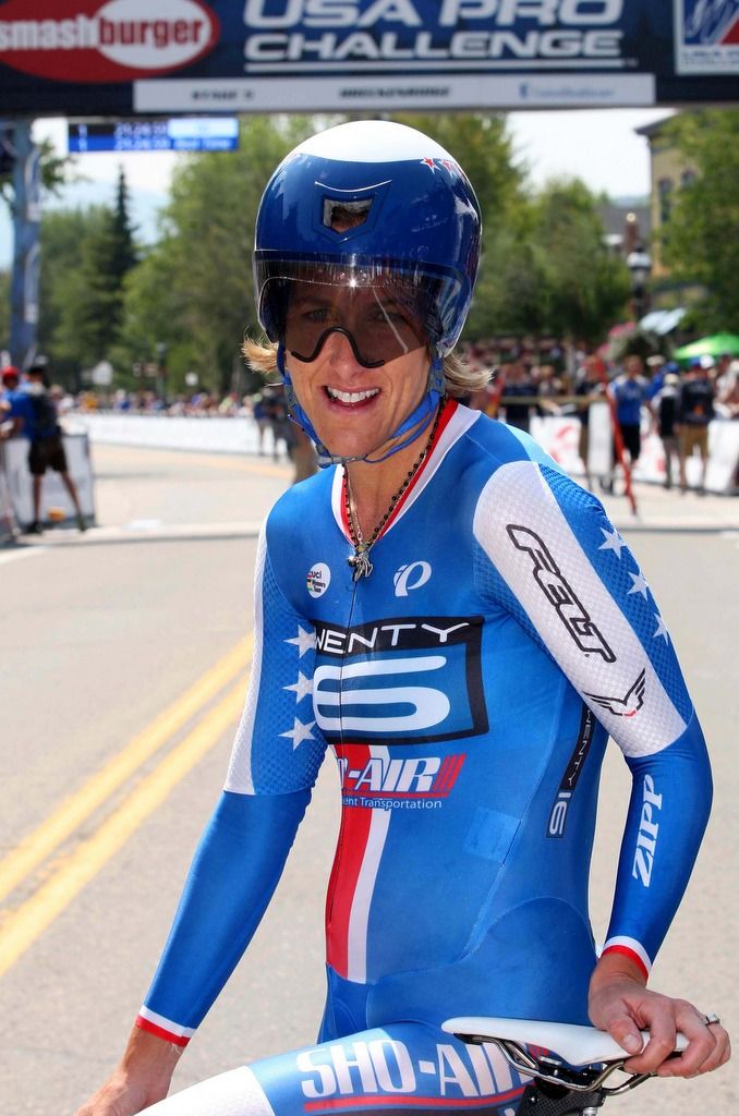 US Champion Kirsten Armstrong at the finish line