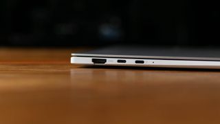 A closeup of the Samsung Galaxy Book Pro's left-hand ports