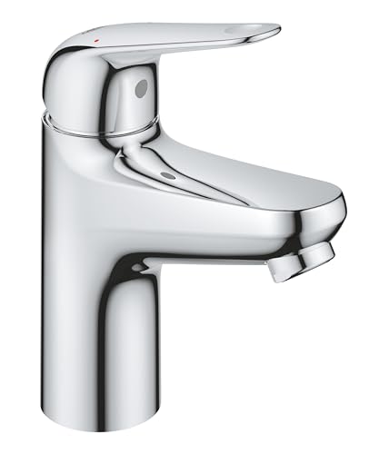Grohe Swift Quickfix – Smooth Body 1 Lever Basin Mixer Tap for Low Pressure (s-Size 162 Mm, 28 Mm Ceramic Cartridge, Water Saving, Tails 1/2 Inch, Easy to Fit With Grohe Quicktool), Chrome, 24324001