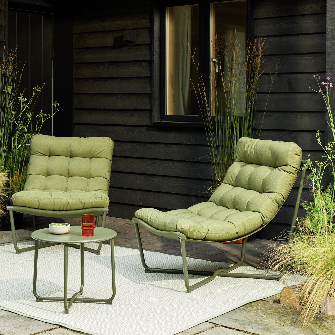 Habitat Scoop 2 Seater Metal Garden Bistro Set - Green