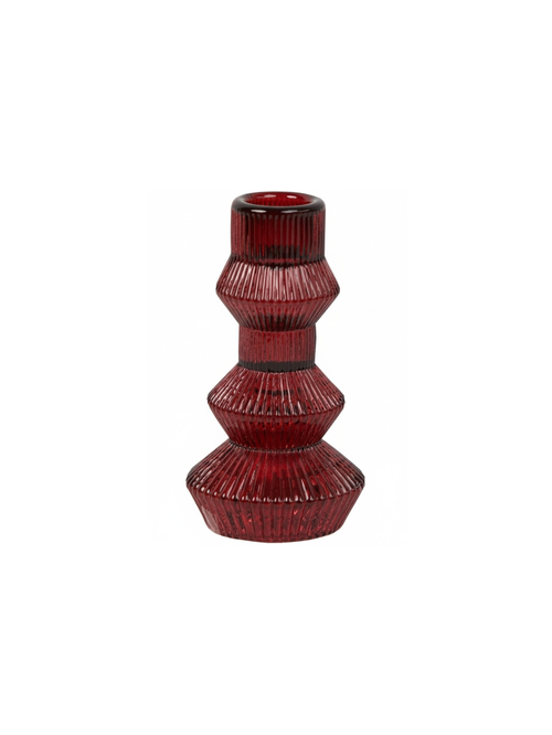 Burgundy 3 Tier Ribbed Candle Holder