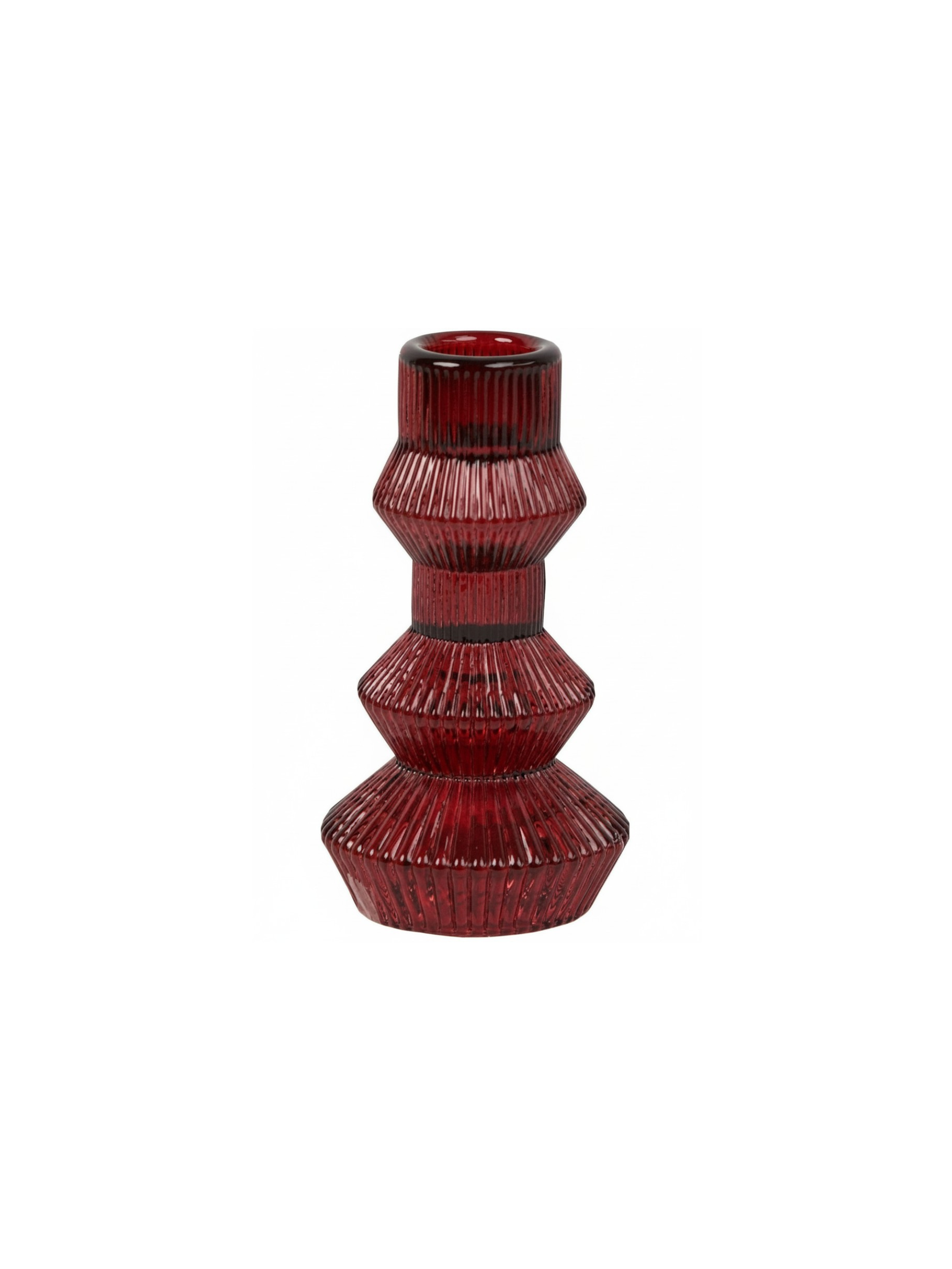 Burgundy 3 Tier Ribbed Candle Holder