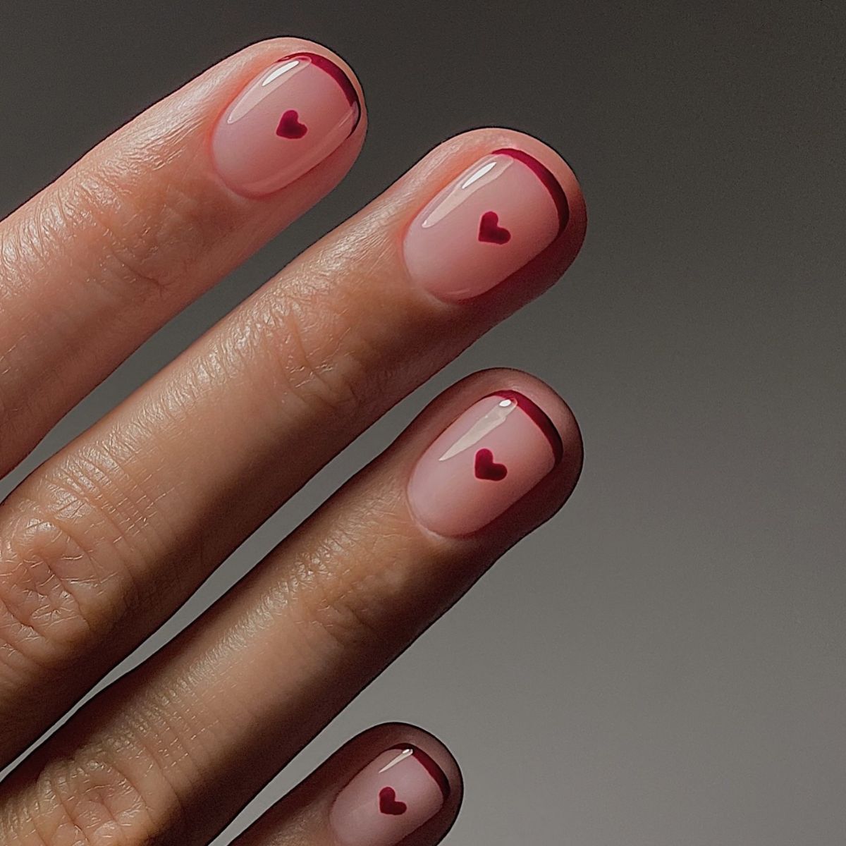 An image of a French tip nail design idea for Valentine’s Day.