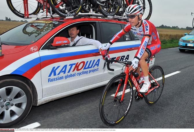 Joaquim Rodriguez at the Katusha team car