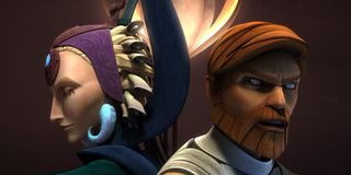 Satine and Obi-Wan in Star Wars: The Clone Wars