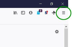 The hamburger/stacks menu icon highlighted in the Firefox web browser.