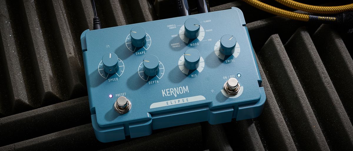 A Kernom Elipse modulation pedal on some acoustic foam