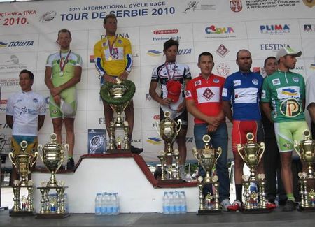 The Tour de Serbie final podium.