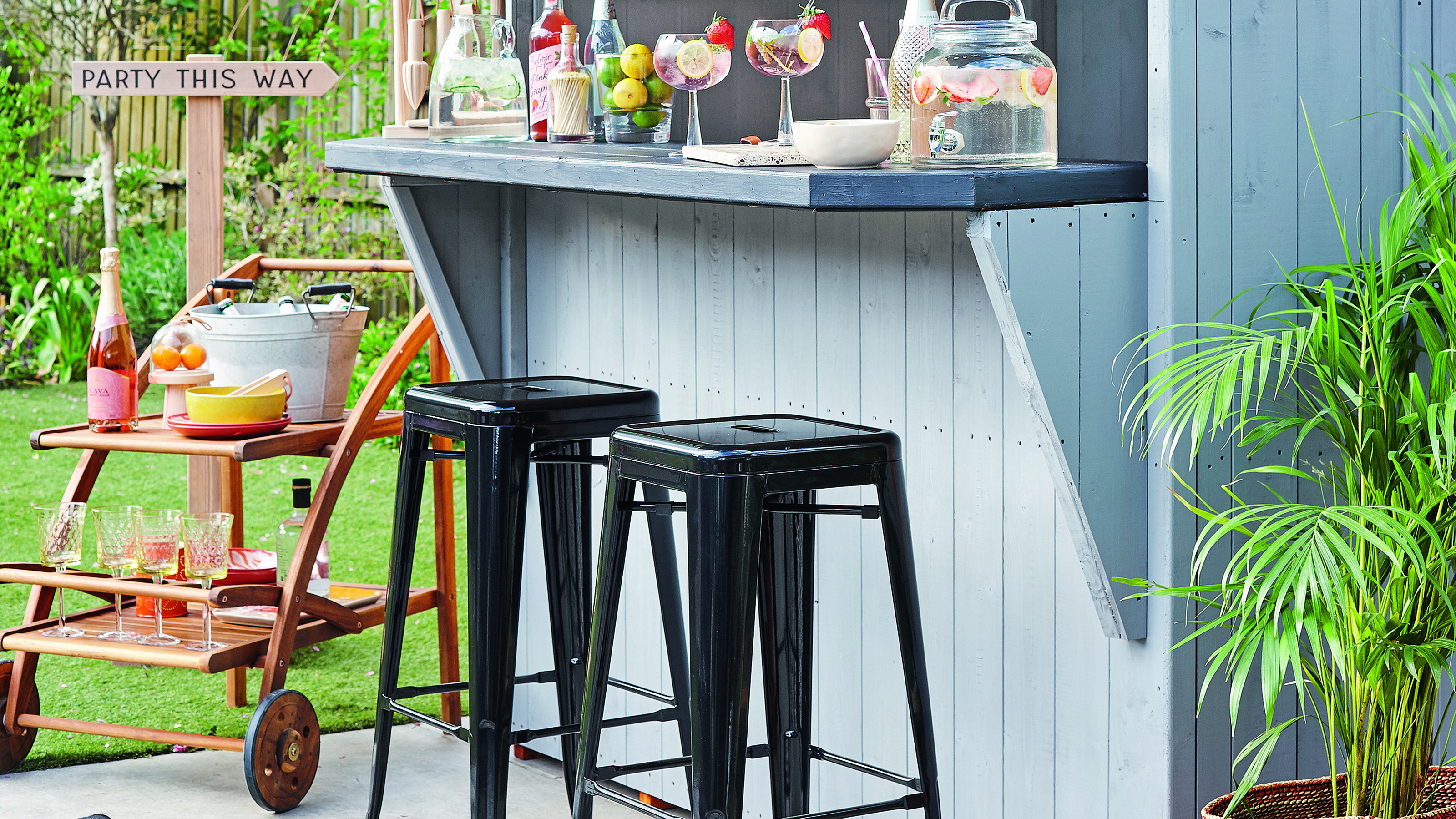 Garden trolley in garden