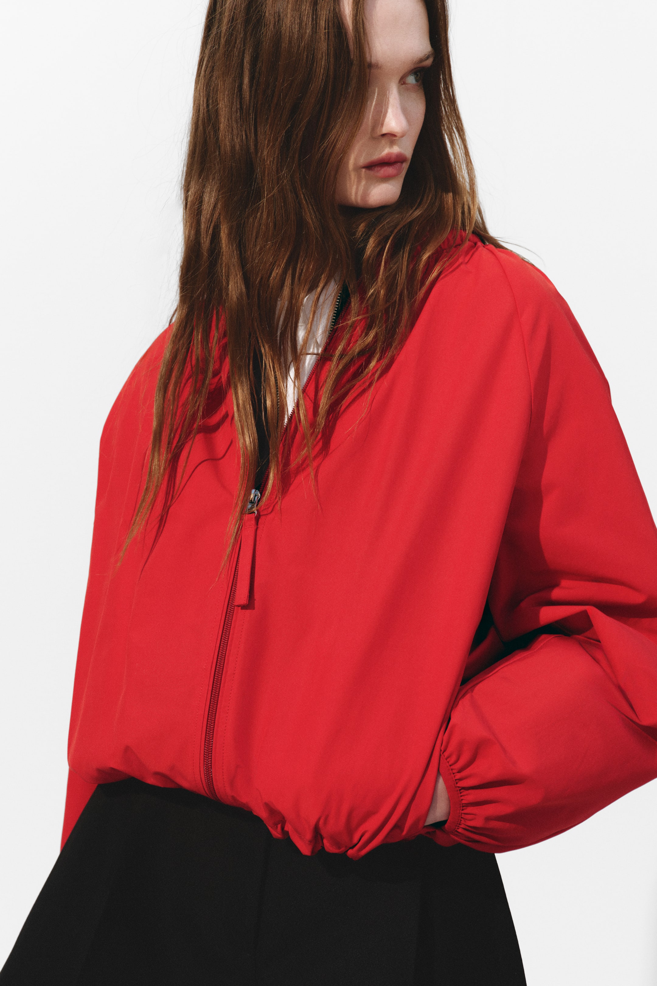 Gathered Bomber Jacket - Brown