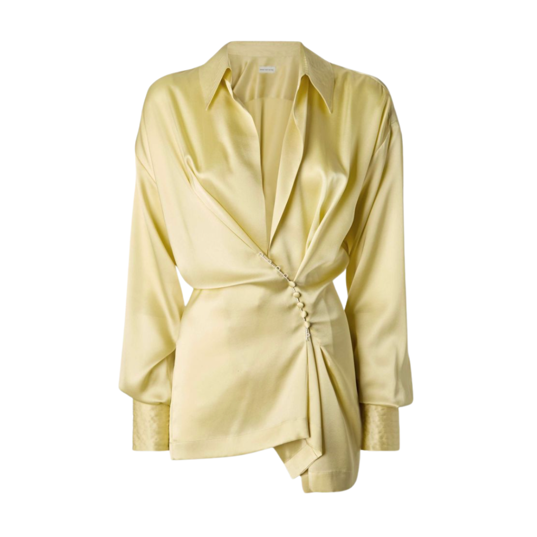 DRIES VAN NOTEN, Wrap-Effect Stretch-Silk Satin Shirt