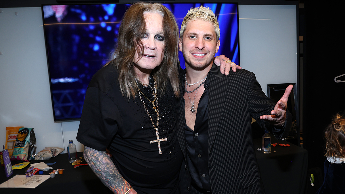 CLEVELAND, OHIO - OCTOBER 19: (L-R) Ozzy Osbourne and Andrew Watt attend the 2024 Rock &amp; Roll Hall Of Fame Induction Ceremony streaming on Disney+ at Rocket Mortgage Fieldhouse on October 19, 2024 in Cleveland, Ohio. (Photo by Kevin Mazur/Getty Images for The Rock and Roll Hall of Fame)