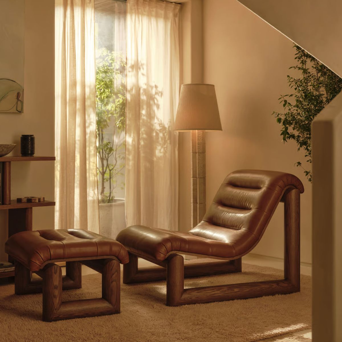 Low slung leather chair