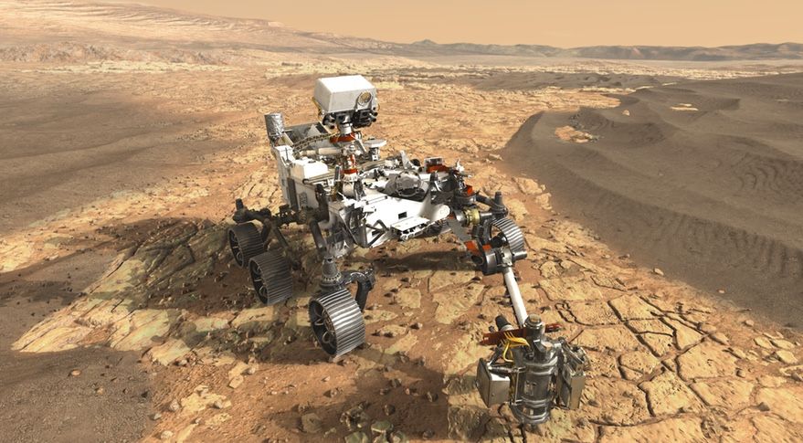 Artist&#039;s illustration of NASA&#039;s 2020 Mars rover on the Red Planet.