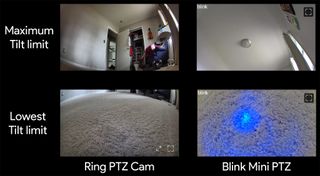 Measuring the tilt limits of the Ring PTZ Cam vs Blink Mini PTZ