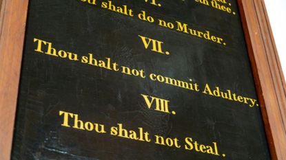The Ten Commandments on the wall of a church